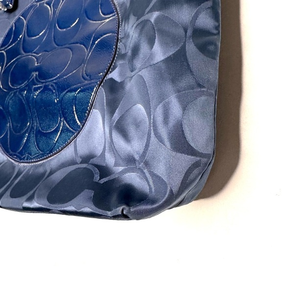 Coach | Blue Signature Laura Nylon Patent Leather Tote Bag - Picture 7 of 16